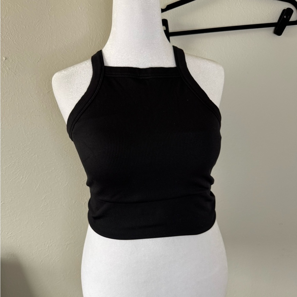 Athleta Black Ribbed Crop Top
